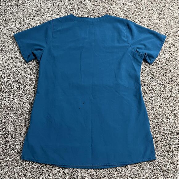 Carhartt Scrub Top Womens Small Blue Force V Neck Medical Utility Pockets Work - Picture 2 of 8